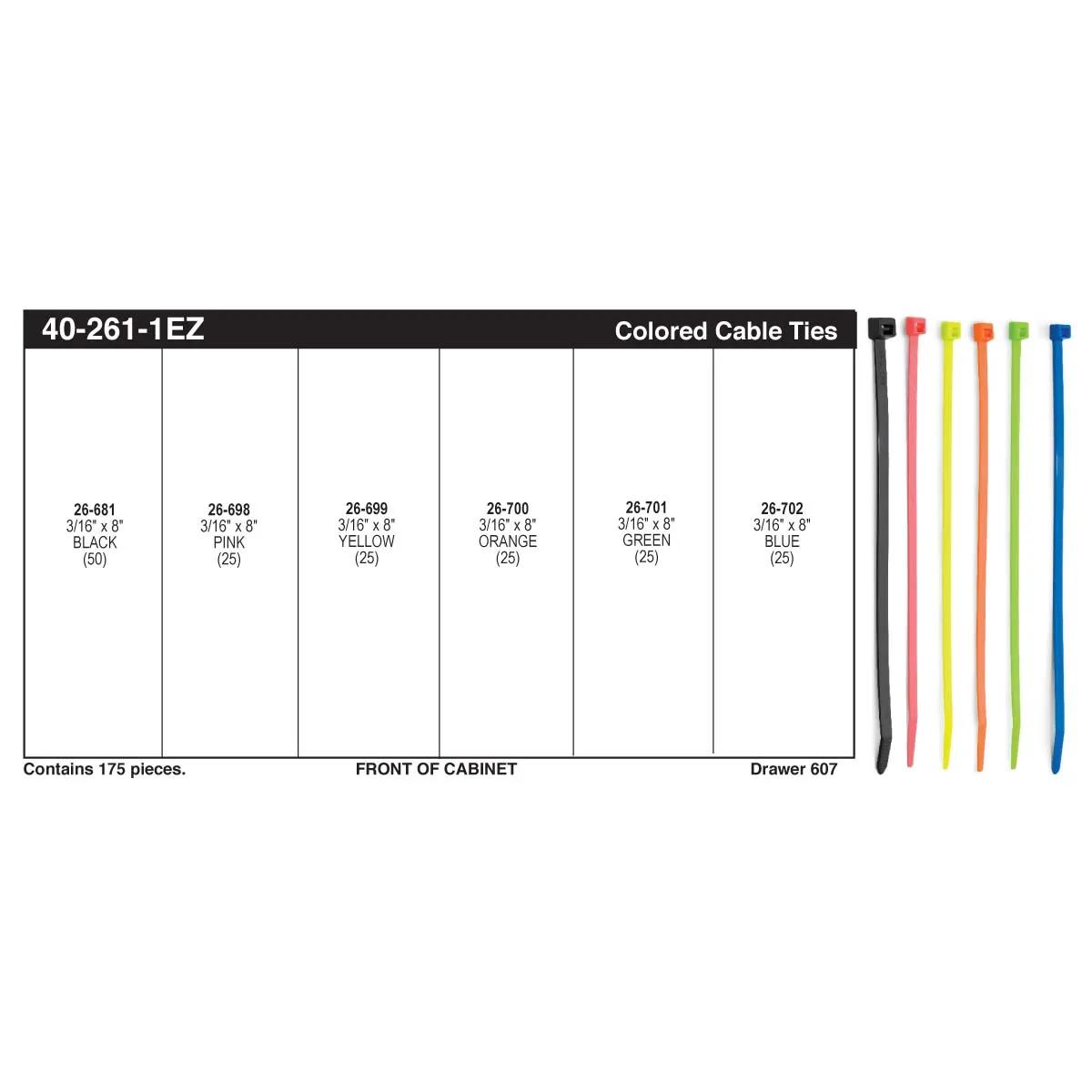 Colored Cable Tie Poly Box Assortment