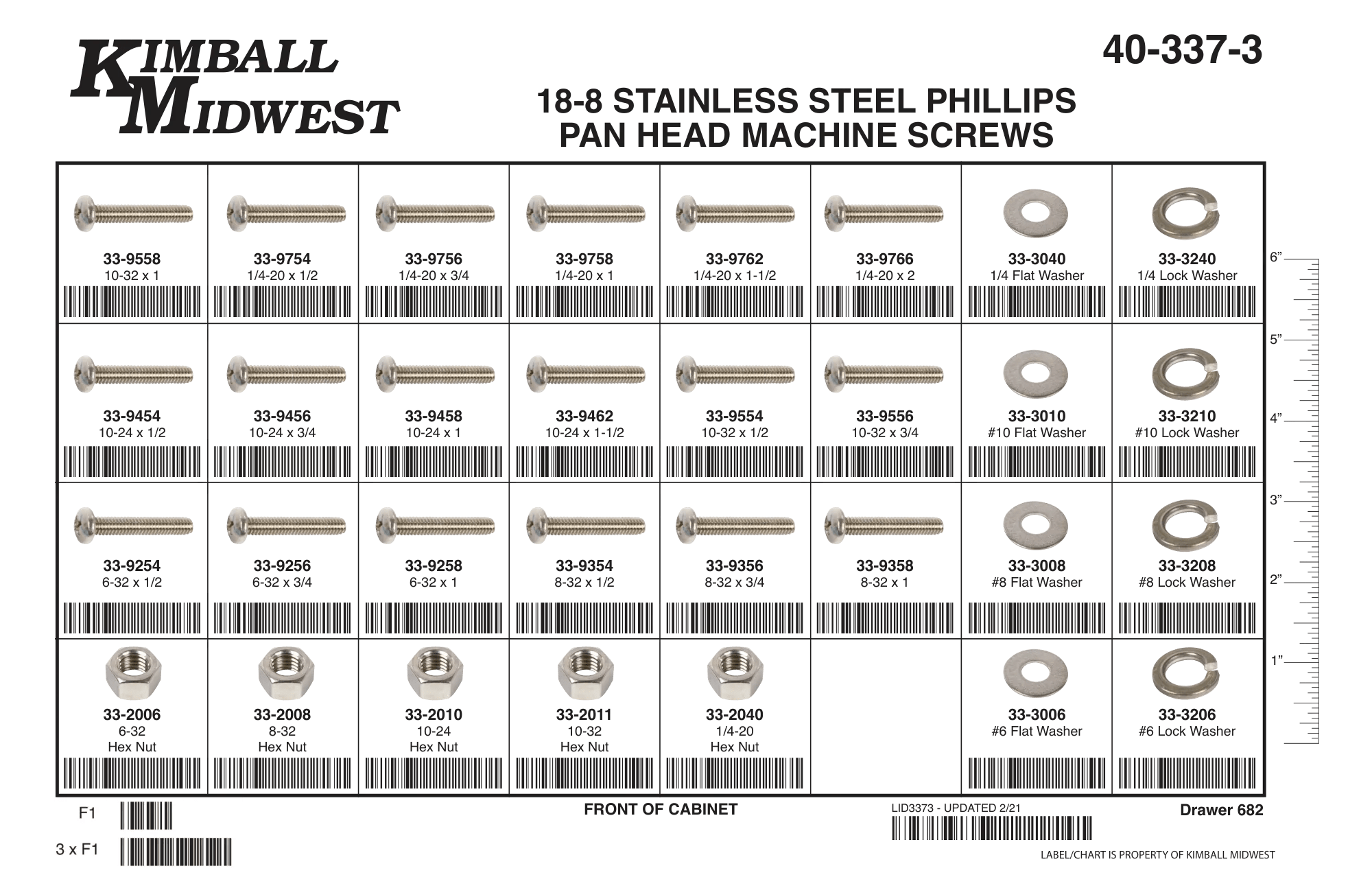 18-8 Stainless Steel (USS) Phillips Pan Head Machine Screw Assortment (#6 - 1/4")