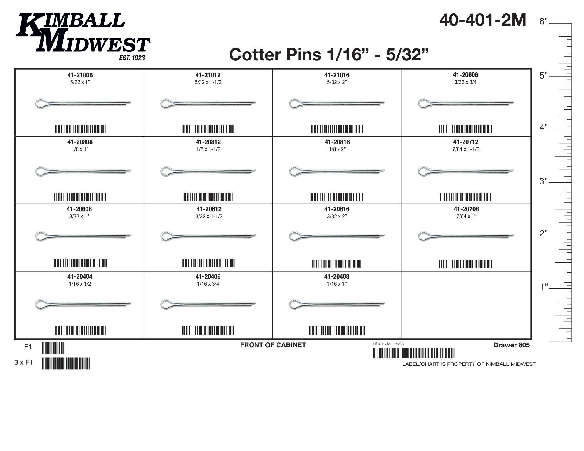 Extended Prong Cotter Pin Mobile Storage Solution Assortment (1/16" - 3/16")