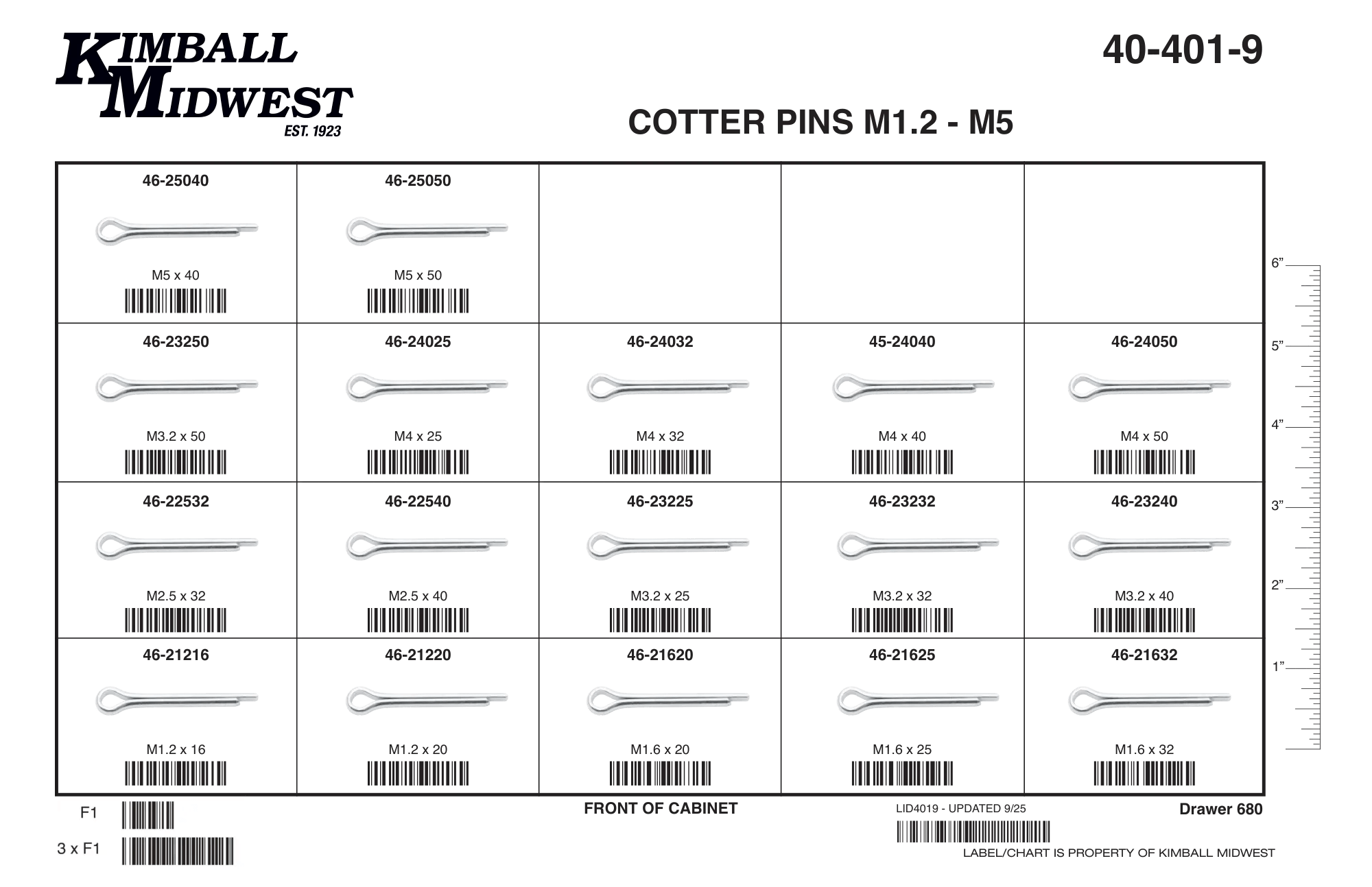 Extended Prong Cotter Pin Assortment (M1.2 - M5)