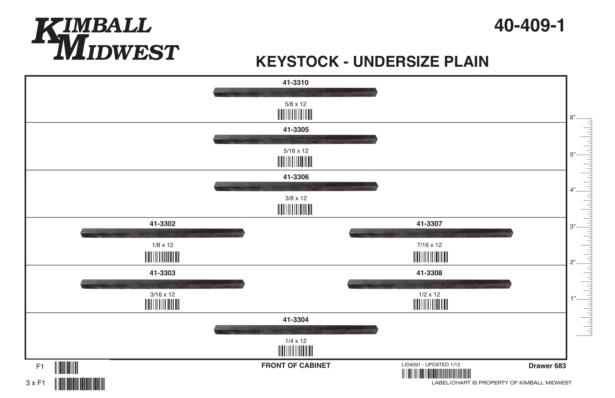 Square Undersized Plain Key Stock Assortment (1/8" - 5/8")