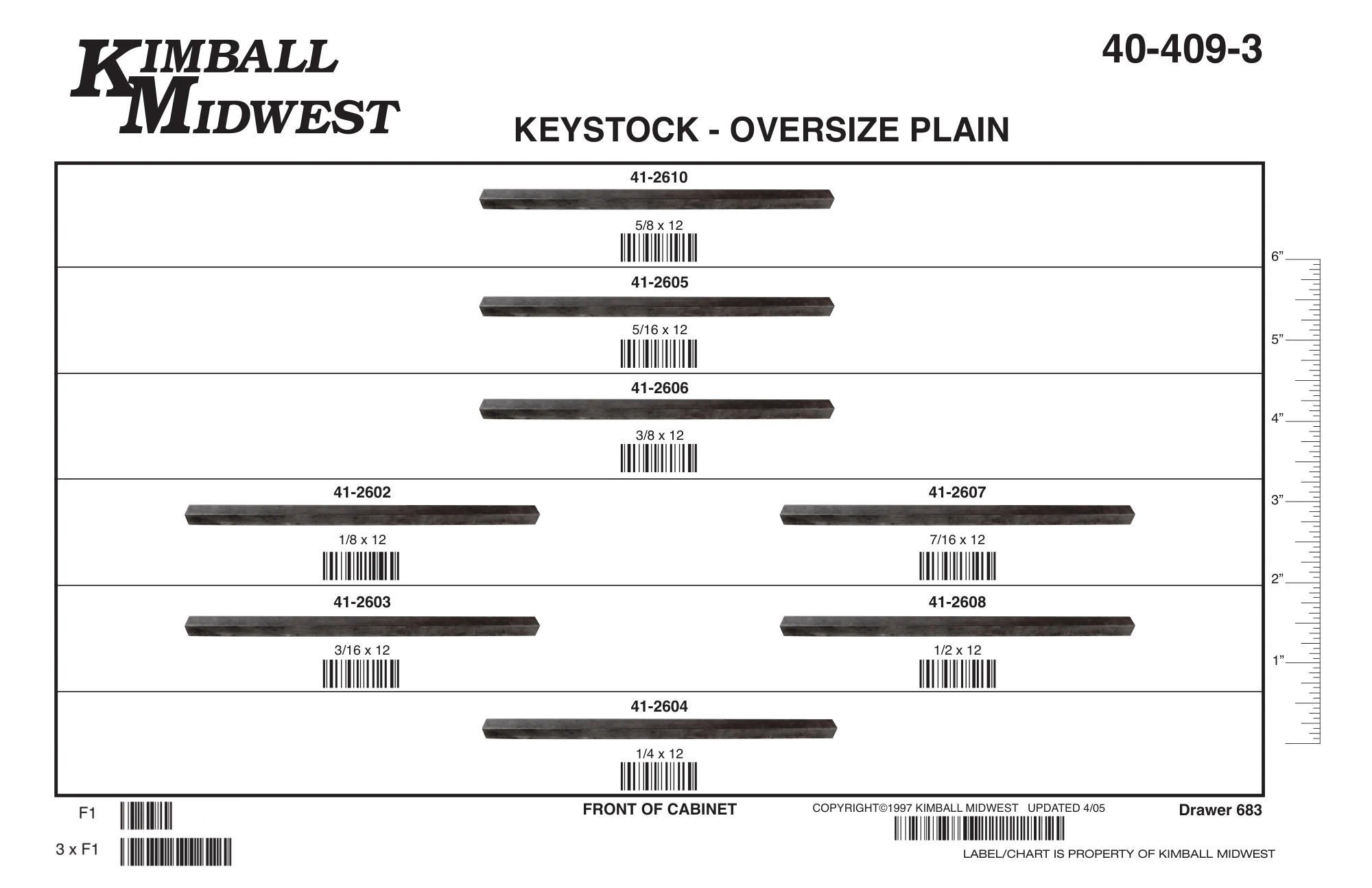 Square Oversized Plain Key Stock Assortment (1/8" - 5/8")
