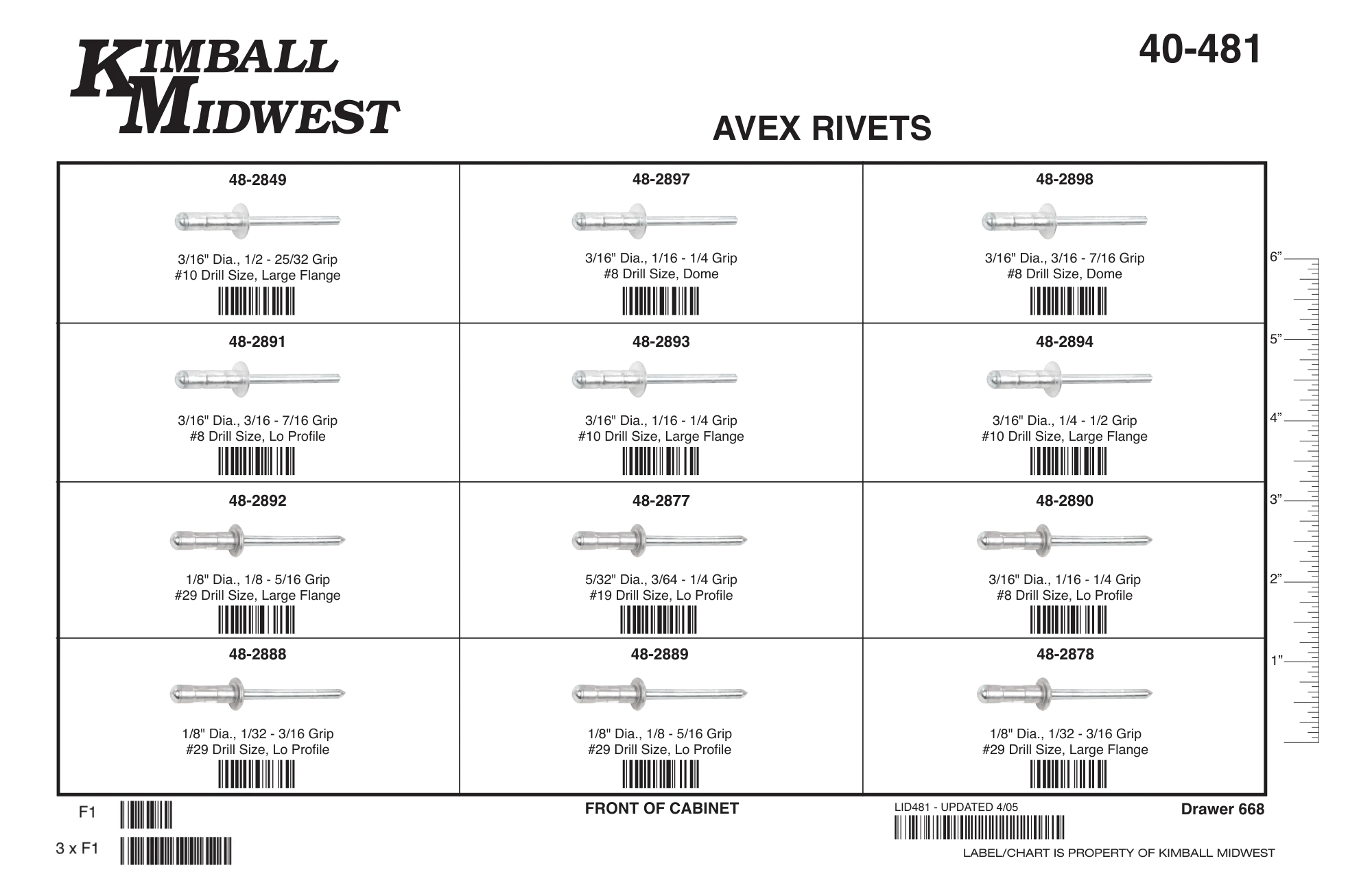 Aluminum Body/Steel Mandrel Avex Blind Rivet Drawer Assortment (1/8" - 3/16")