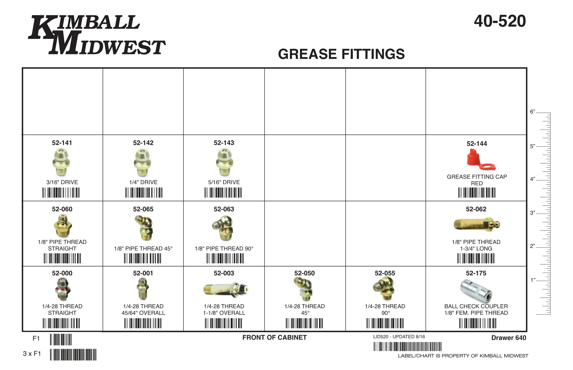 Fractional 24 Compartment Drawer Grease Fitting Assortment