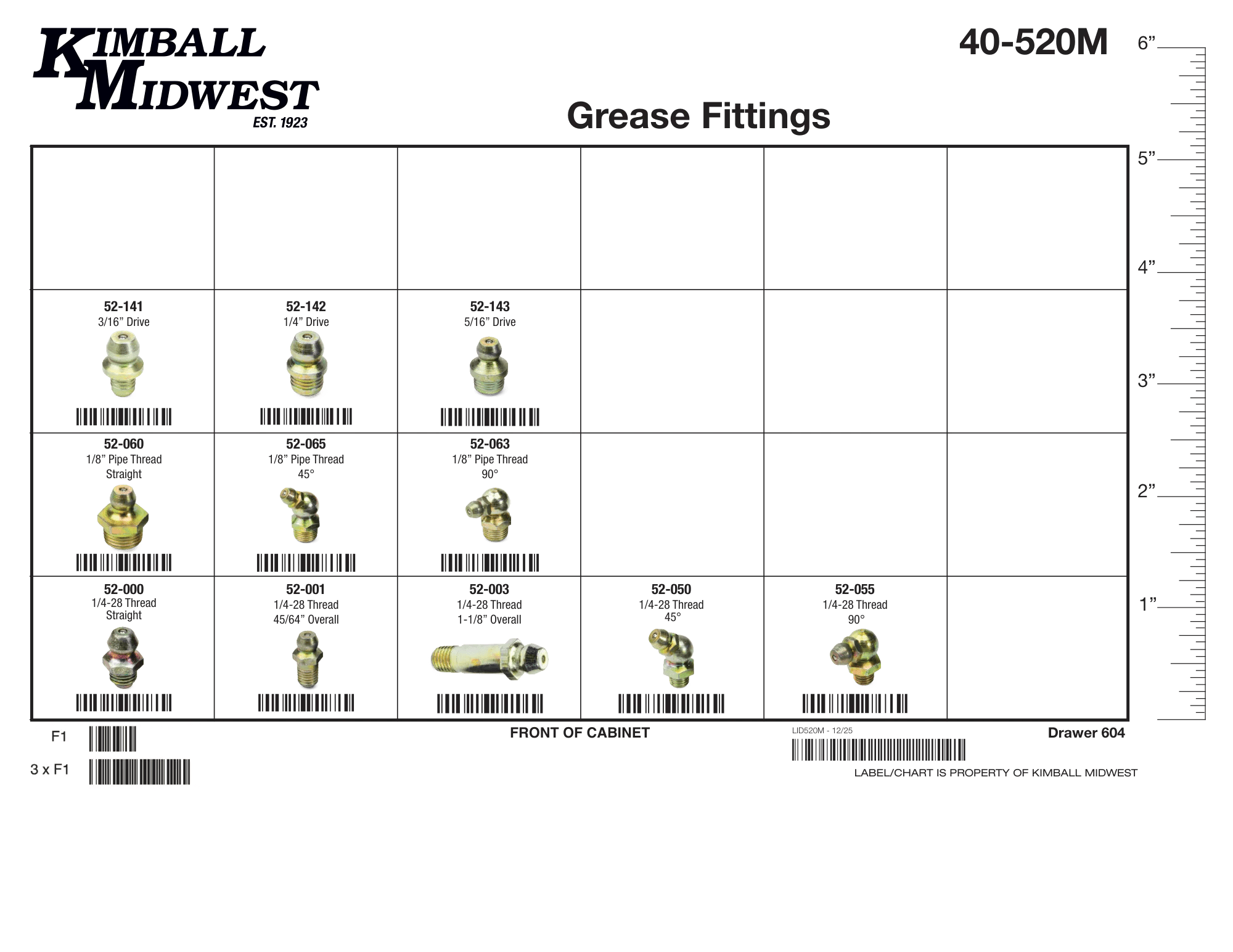 Fractional 24 Compartment Grease Fitting Mobile Storage Solution Assortment