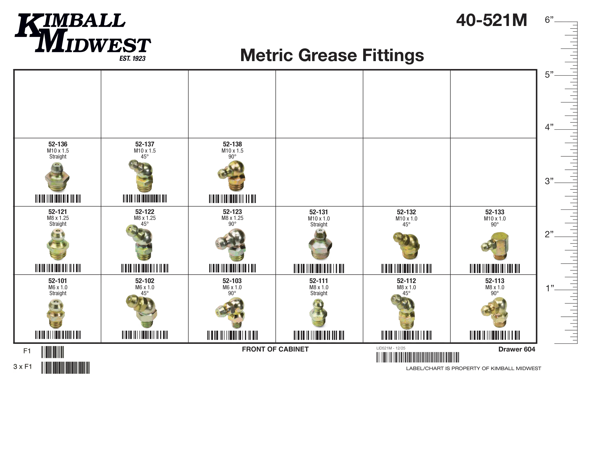 Metric 24 Compartment Grease Fitting Mobile Storage Solution Assortment