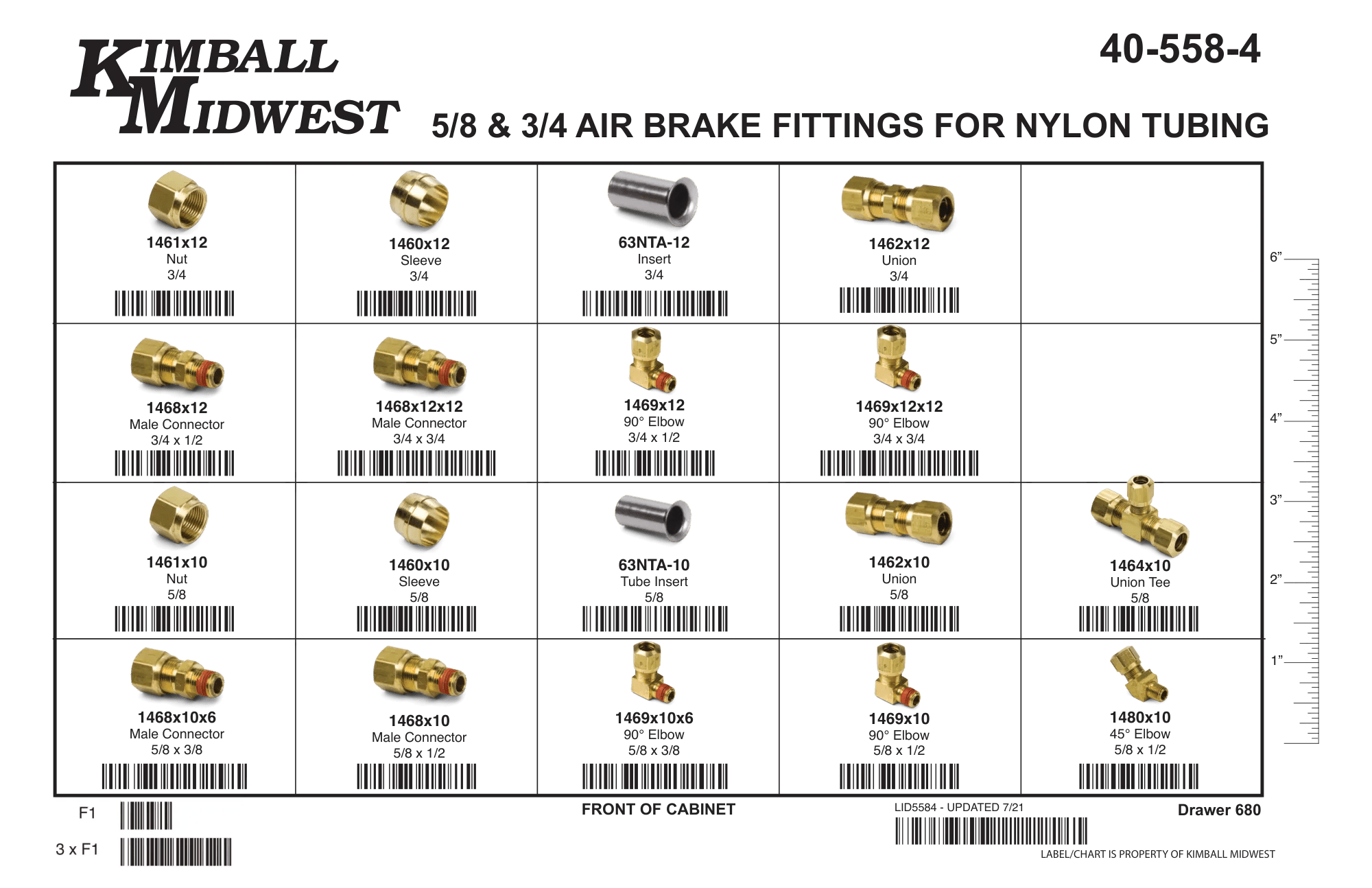 5/8" & 3/4" Air Brake Fittings for Nylon Tubing Assortment