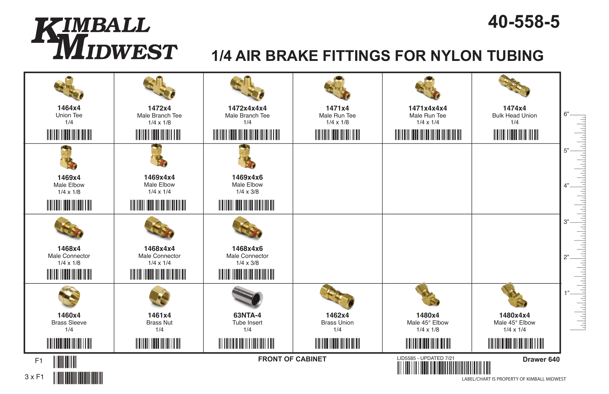 1/4" Air Brake Fittings for Nylon Tubing Assortment