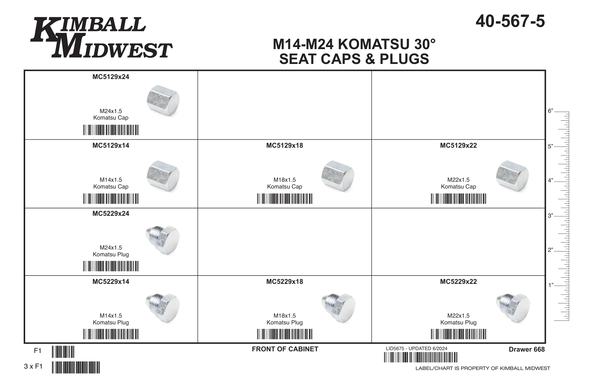 Komatsu JIS 30° Caps & Plugs Assortments
