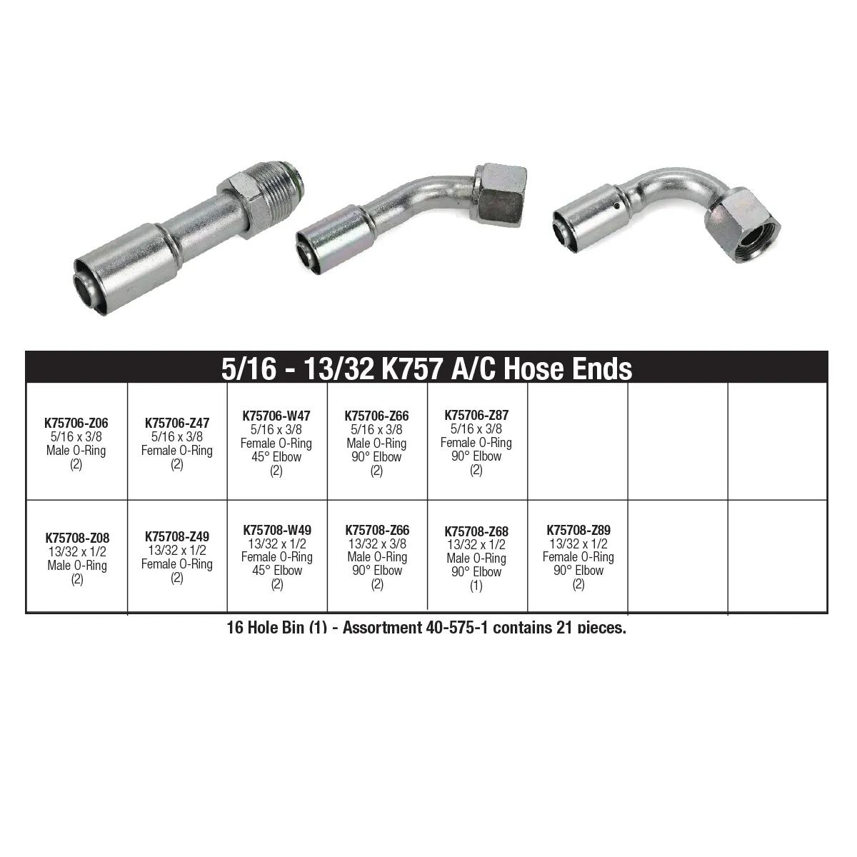 Refill Kit for 5/16" - 13/32" K757 Series Air Conditioning Hose End Assortment