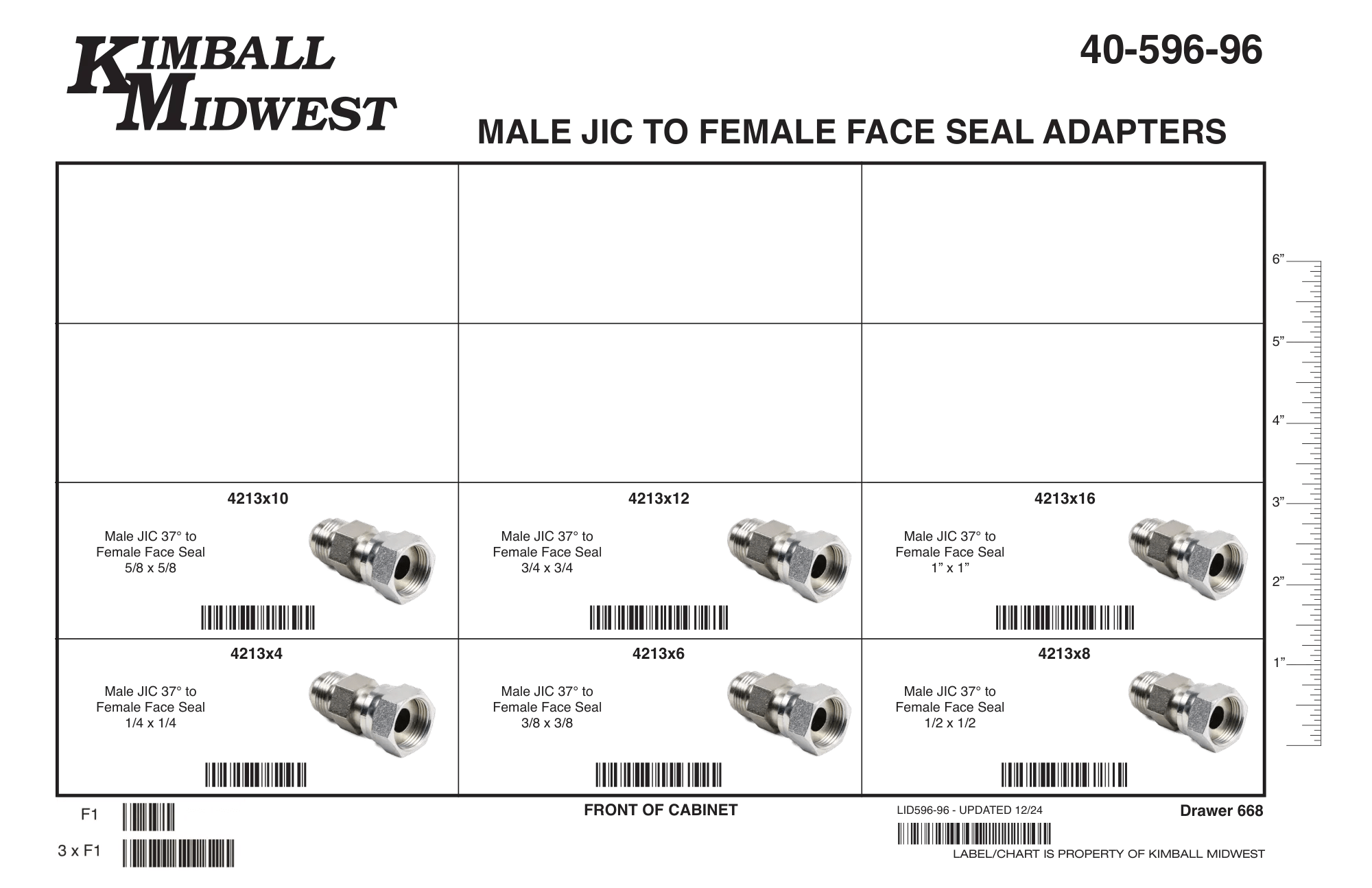 1/4" - 1" Male JIC to Female Face Seal Adapter Assortment