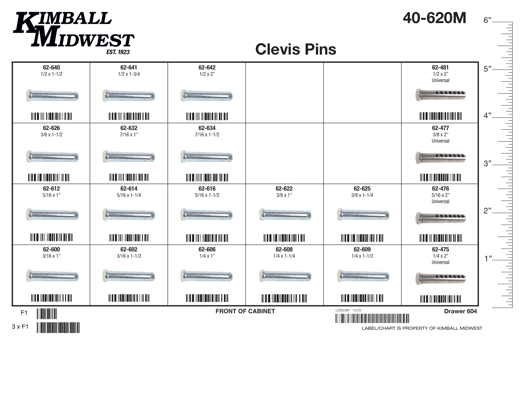 Zinc Plated Single Hole & Plain Finish Universal (SAE) Clevis Pin Mobile Storage Solution Assortment (3/16" - 1/2")