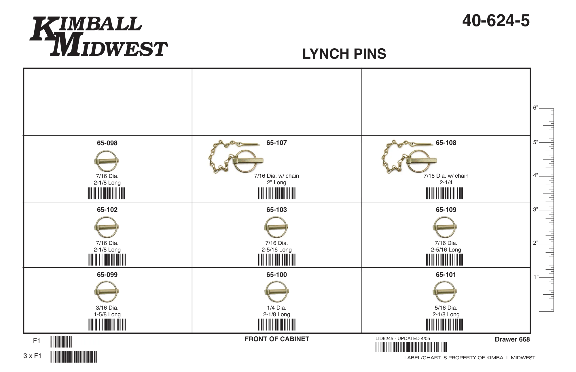 Yellow Dichromate (SAE) Lynch Pin Assortment
