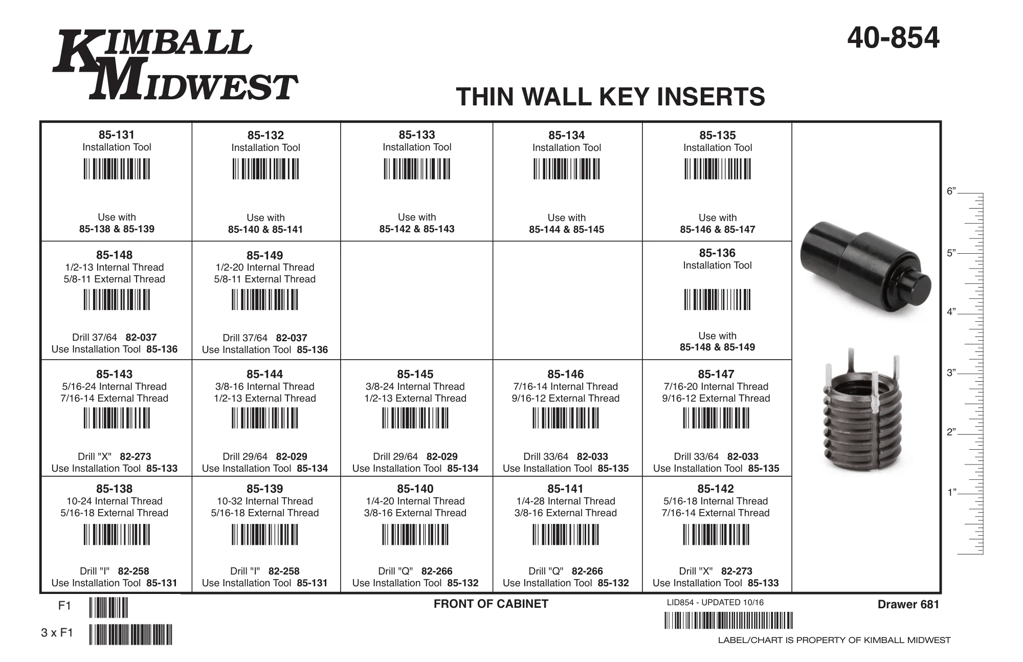 Thin Wall (USS & SAE) Key Insert Assortment (#10 - 1/2")
