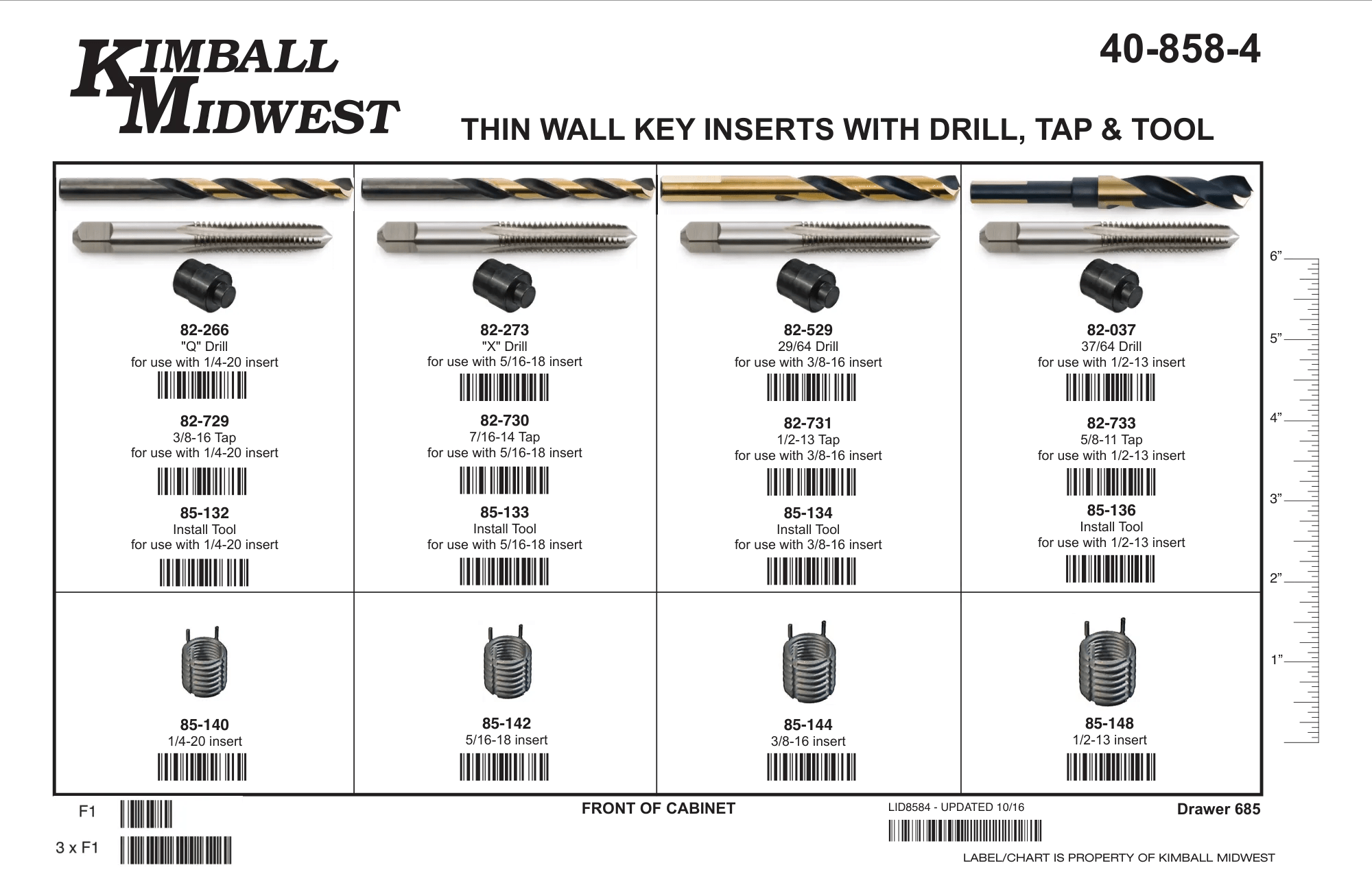 Thin Wall Key Insert Assortment (1/4"-20 - 1/2"-13)
