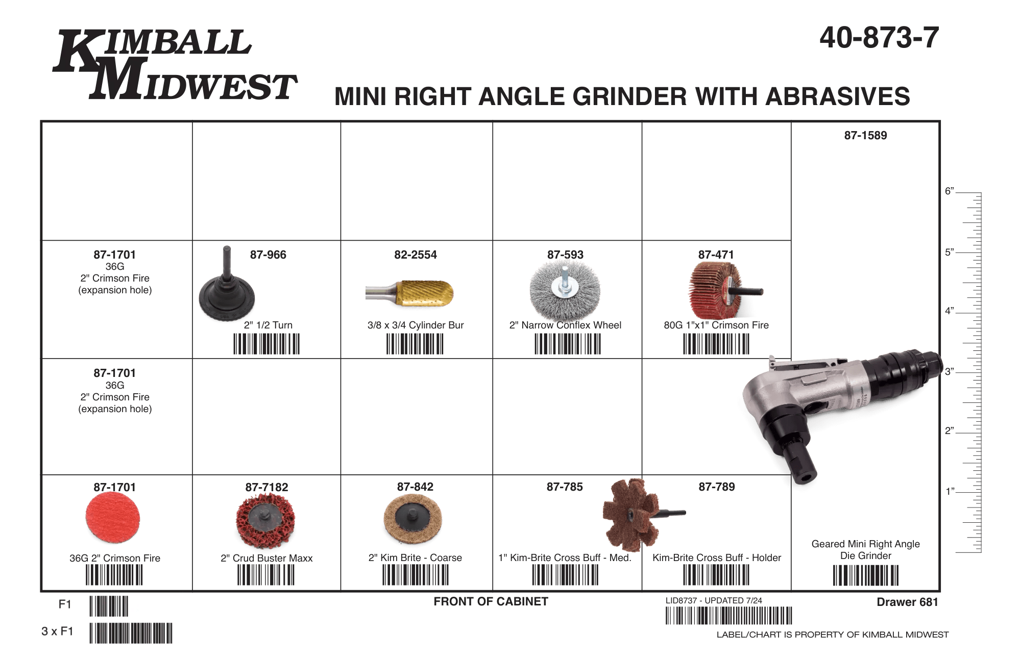 1/4" Mini Pneumatic Right Angle Die Grinder Assortment