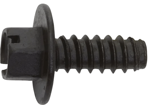 #14 x 5/8" Black Phosphate Slotted Hex Washer Head License Plate Screw - 50 Pack