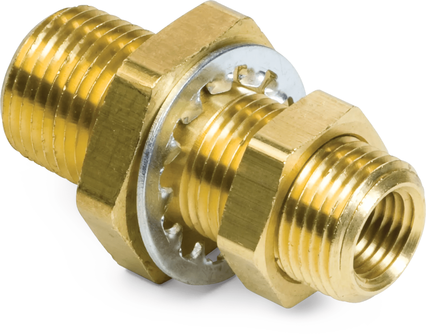 1/2" x 1/4" x 2" Brass Bulkhead Coupling