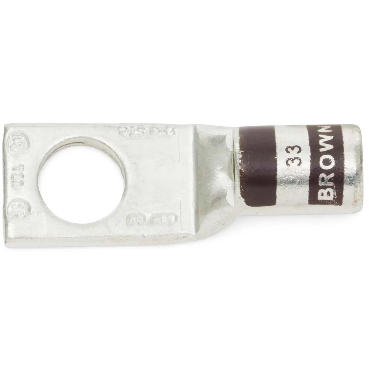 2 AWG, 3/8" Stud Brown T&B Industrial Single Hole Lug - 2 Pack