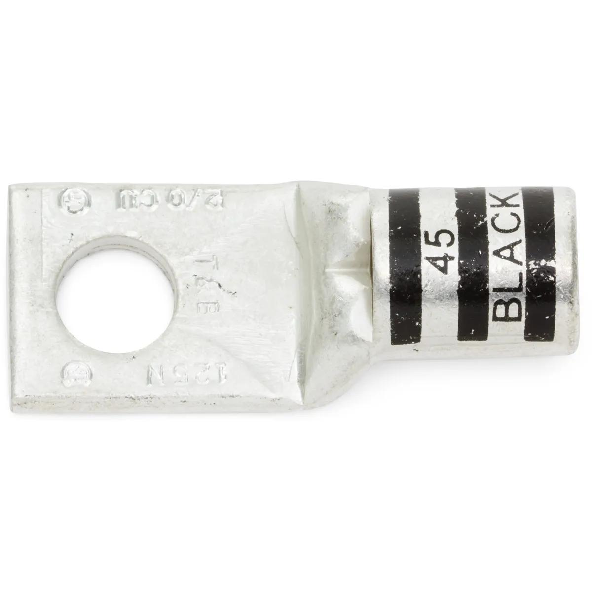 2/0 AWG, 1/4" Stud Black T&B Industrial Single Hole Lug - 2 Pack