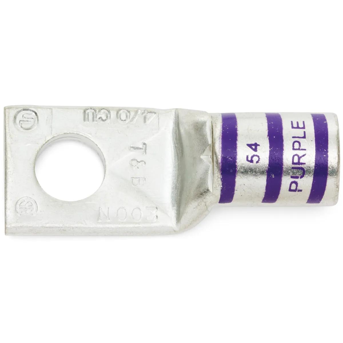 4/0 AWG,3/8" Stud Purple T&B Industrial Single Hole Lug - 2 Pack