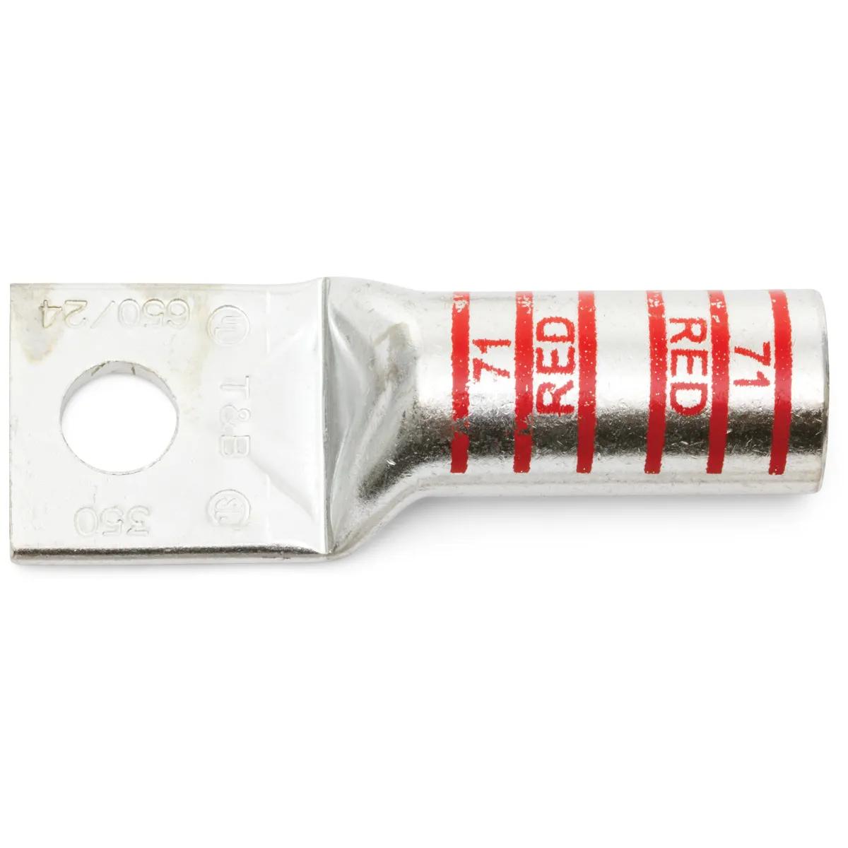 350 KCMIL, 1/2" Stud Red T&B Long Barrel Industrial Single Hole Lug