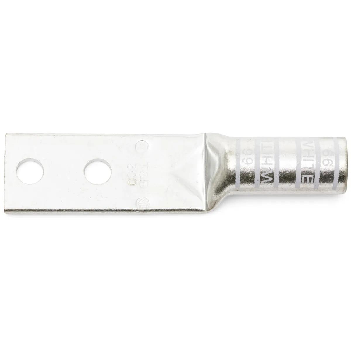 300 KCMIL, 3/8" Stud White T&B Long Barrel Industrial Double Hole Lug