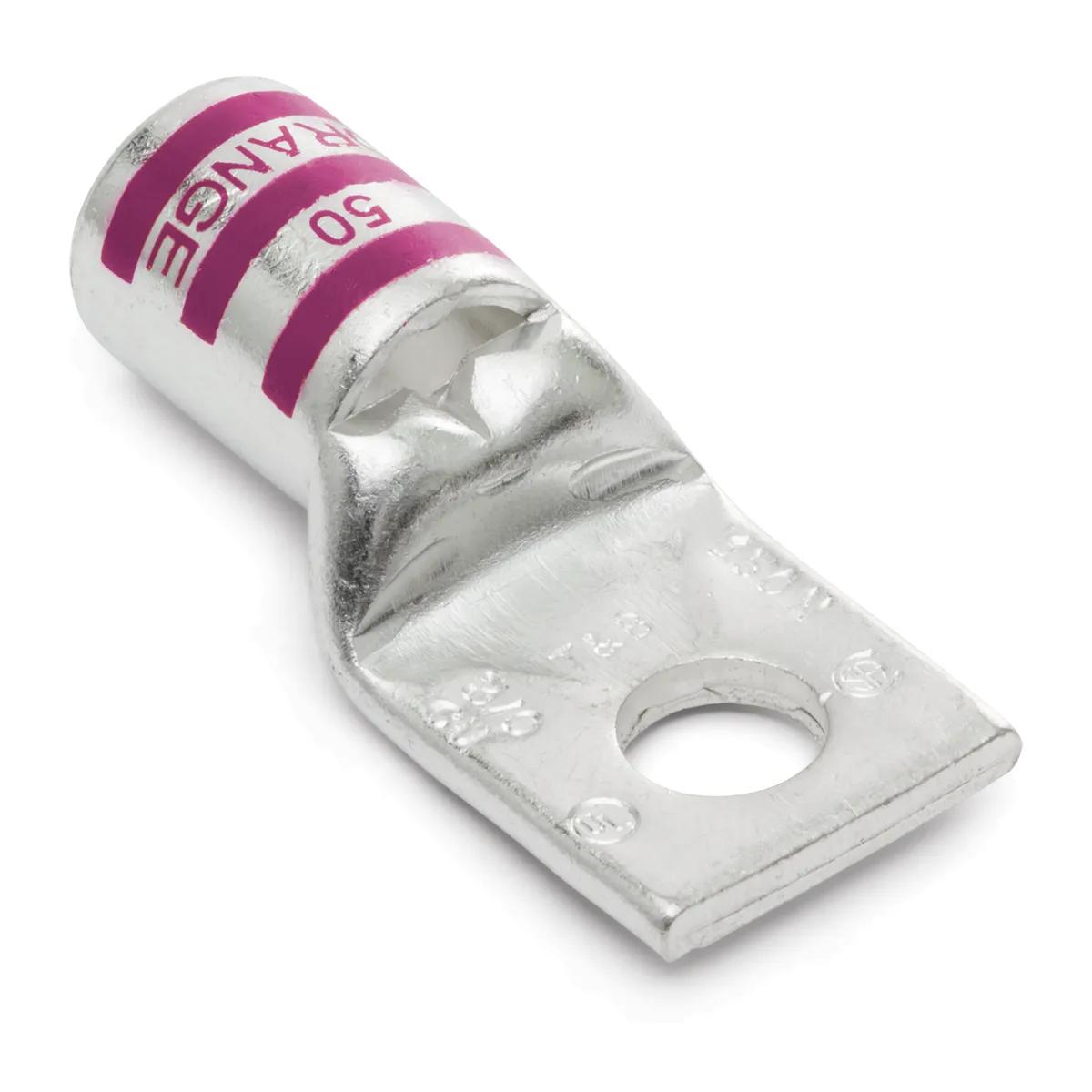 1/0 AWG, 1/2" Stud Pink T&B Industrial Single Hole Lug - 2 Pack