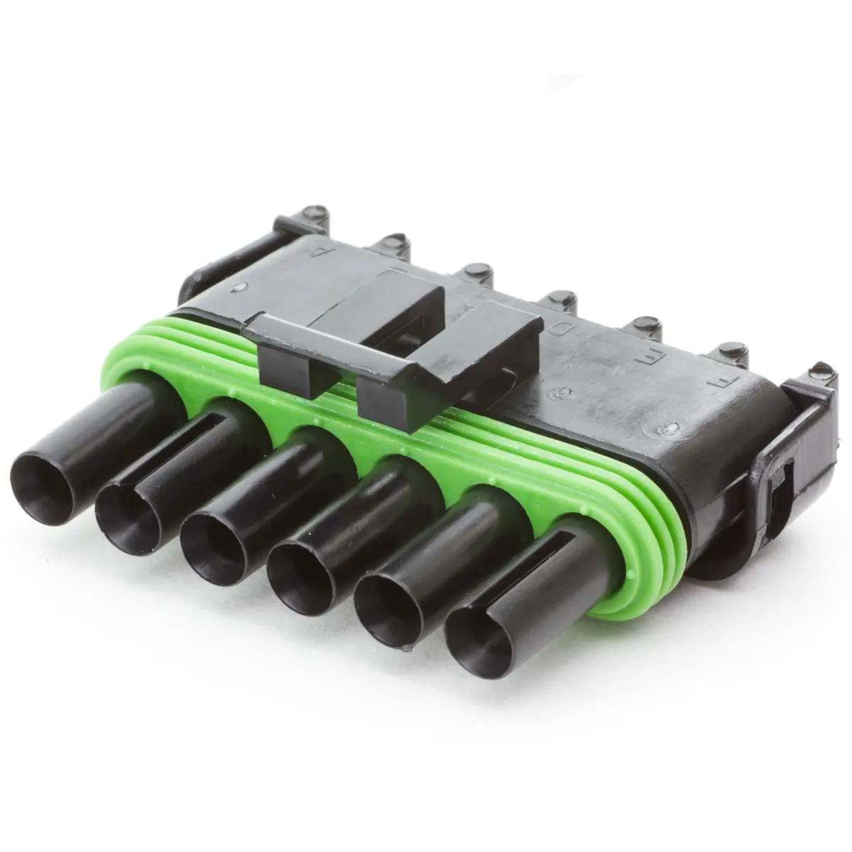 Weatherpack 6 Terminal Male Flat Tower Connector Body Shell - 5 Pack