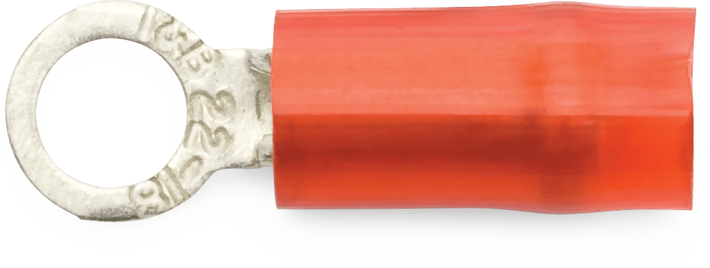 22 - 18 AWG Red #6 Nylon Insulated Sta-Kon® Ring Terminal - 50 Pack