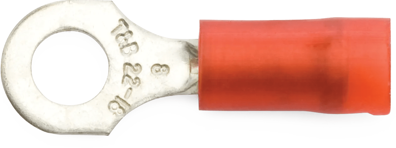 22 - 18 AWG Red #8 Nylon Insulated Sta-Kon® Ring Terminal - 50 Pack