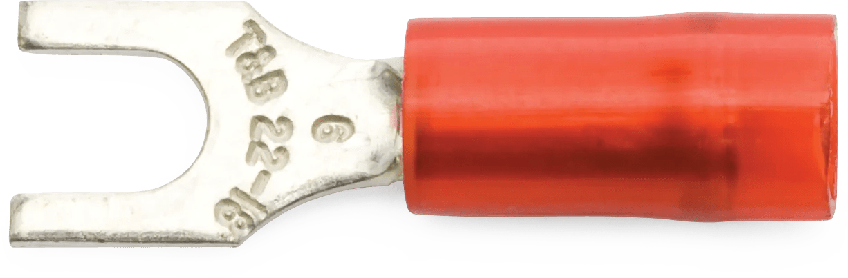 22 - 18 AWG Red #6 Nylon Insulated Sta-Kon® Fork Terminal - 50 Pack