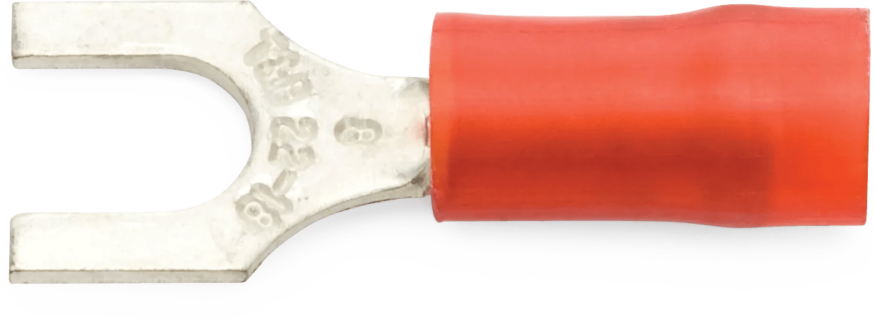 22 - 18 AWG Red # 8 Nylon Insulated Sta-Kon® Fork Terminal - 50 Pack
