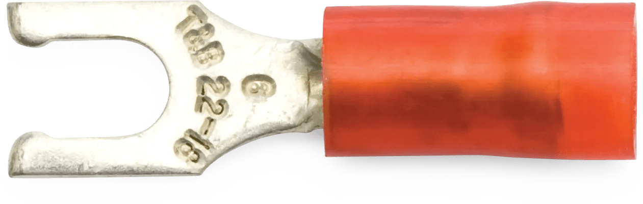 22 - 18 AWG Red #6 Nylon Insulated Sta-Kon® Locking Fork Terminal - 50 Pack