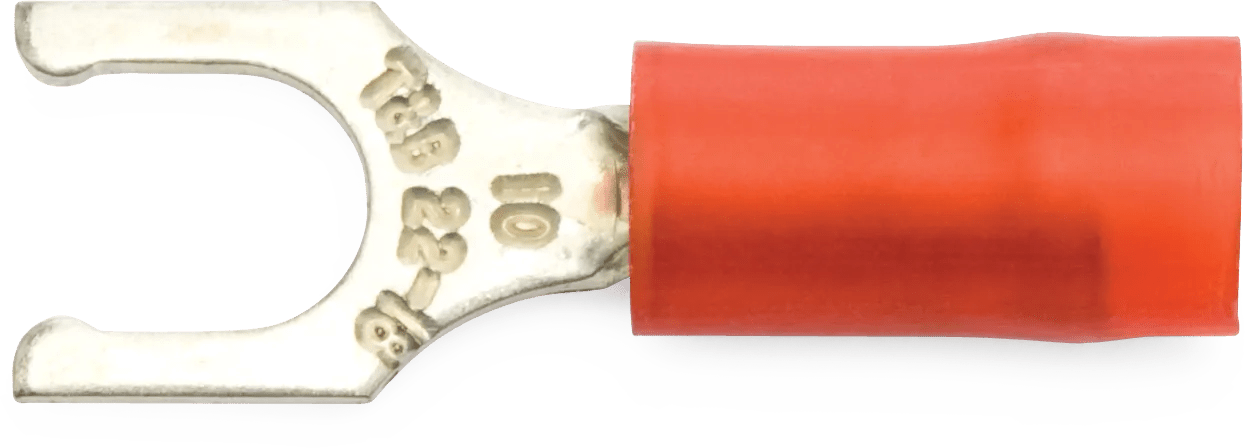 22 - 18 AWG Red #10 Nylon Insulated Sta-Kon® Locking Fork Terminal - 50 Pack