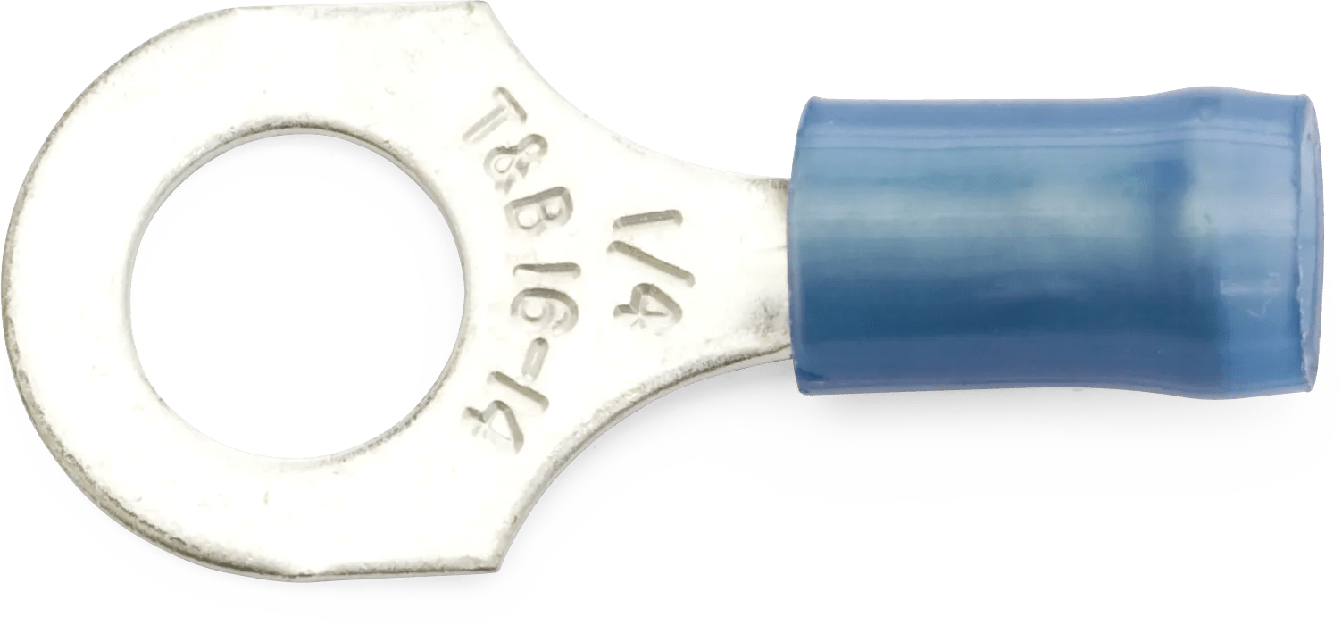 16 - 14 AWG Blue 1/4" Nylon Insulated Sta-Kon® Ring Terminal - 50 Pack