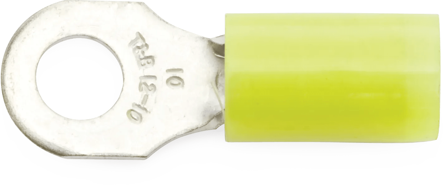 12 - 10 AWG Yellow #10 Nylon Insulated Sta-Kon® Ring Terminal - 50 Pack