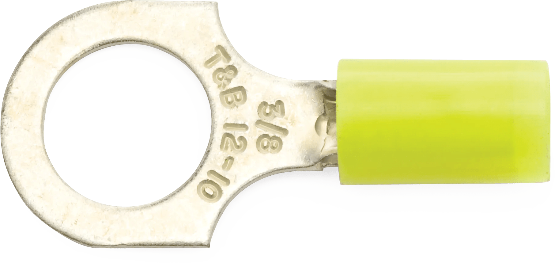 12 - 10 AWG Yellow 3/8" Nylon Insulated Sta-Kon® Ring Terminal - 50 Pack