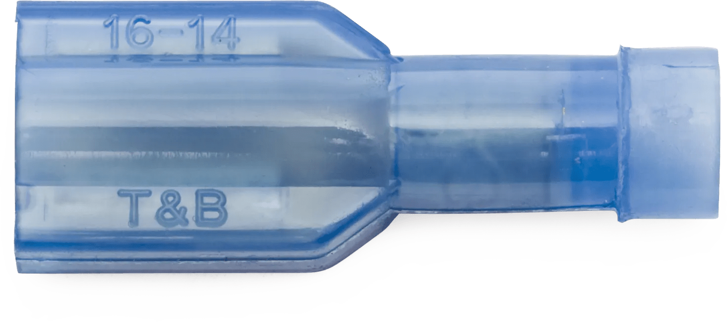 16 - 14 AWG Blue Fully Nylon Insulated Sta-Kon® 250 Series Female Quick Slide Terminal - 50 Pack