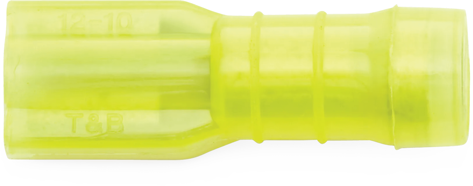 12 - 10 AWG Yellow Fully Nylon Insulated Sta-Kon® 250 Series Female Quick Slide Terminal - 50 Pack