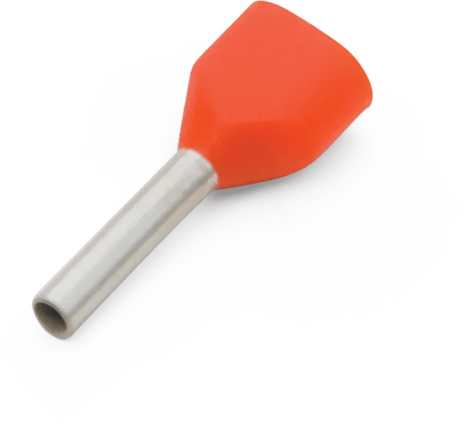 2 x 20 AWG Orange Insulated Double Wire Ferrule Terminal - 50 Pack