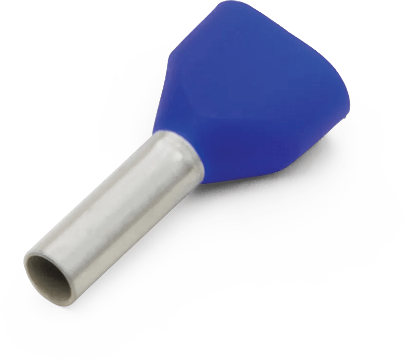 2 x 14 AWG Blue Insulated Double Wire Ferrule Terminal - 50 Pack