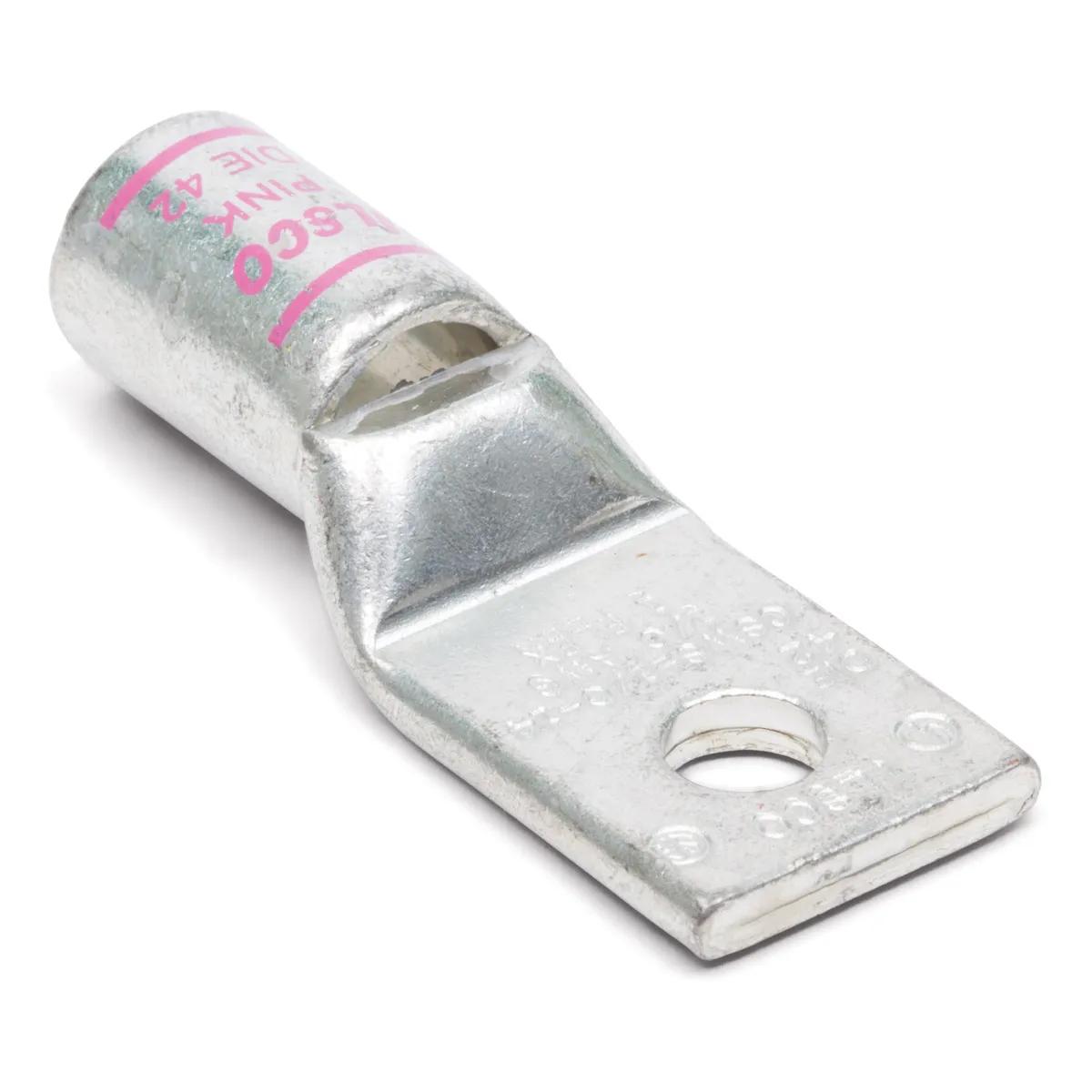 1/0 AWG, 1/4" Stud Pink Industrial Lug - 5 Pack