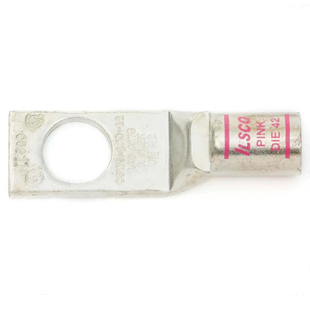 1/0 AWG, 1/2" Stud Pink Industrial Lug - 5 Pack