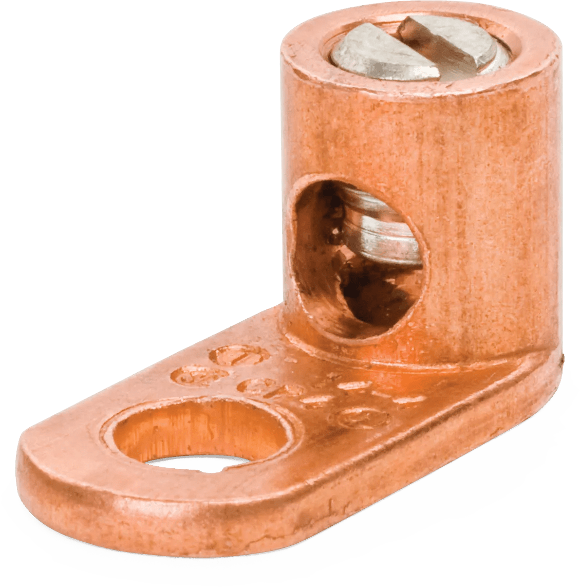 14 - 8 AWG, #10 Stud Straight Tongue Copper Mechanical Lug - 5 Pack