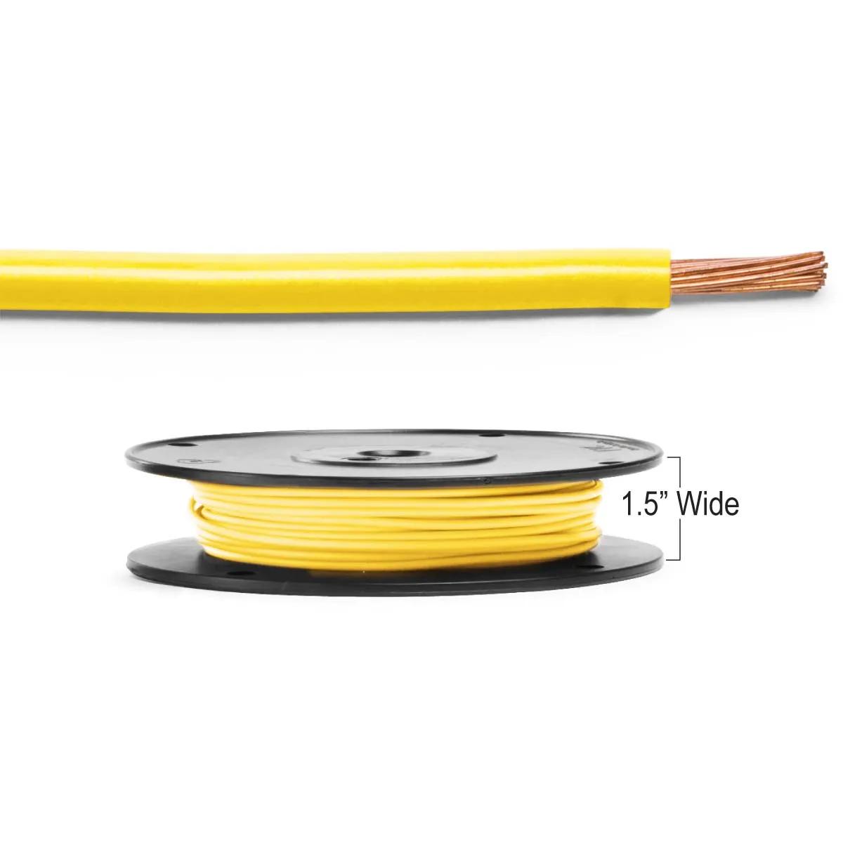 16 Gauge Yellow PVC Primary Wire Narrow Spool - 100 Feet