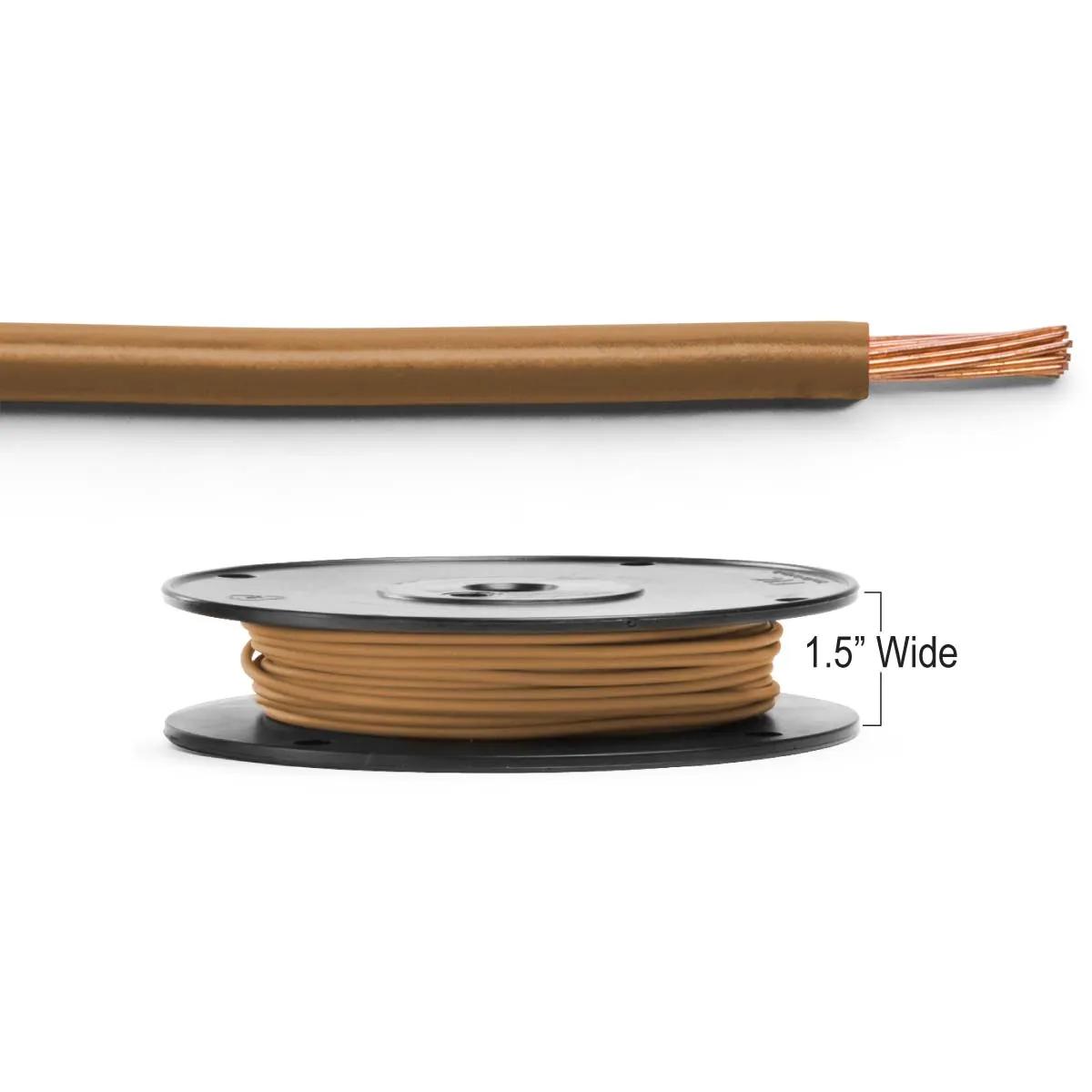 16 Gauge Brown PVC Primary Wire Narrow Spool - 100 Feet
