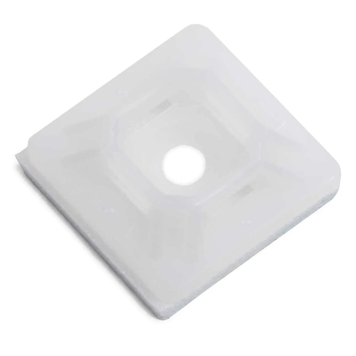 3/4" x 3/4" White High Performance Cable Tie Mounting Base - 100 Pack