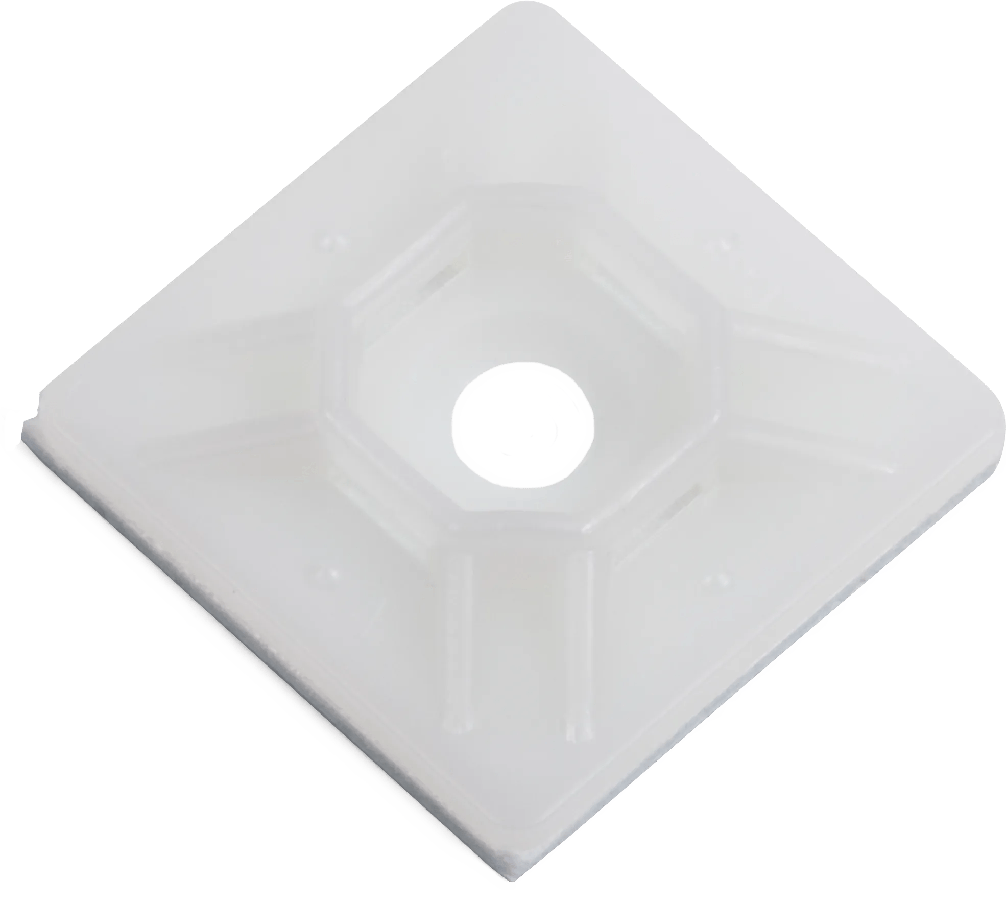 1" x 1" White High Performance Cable Tie Mounting Base - 100 Pack