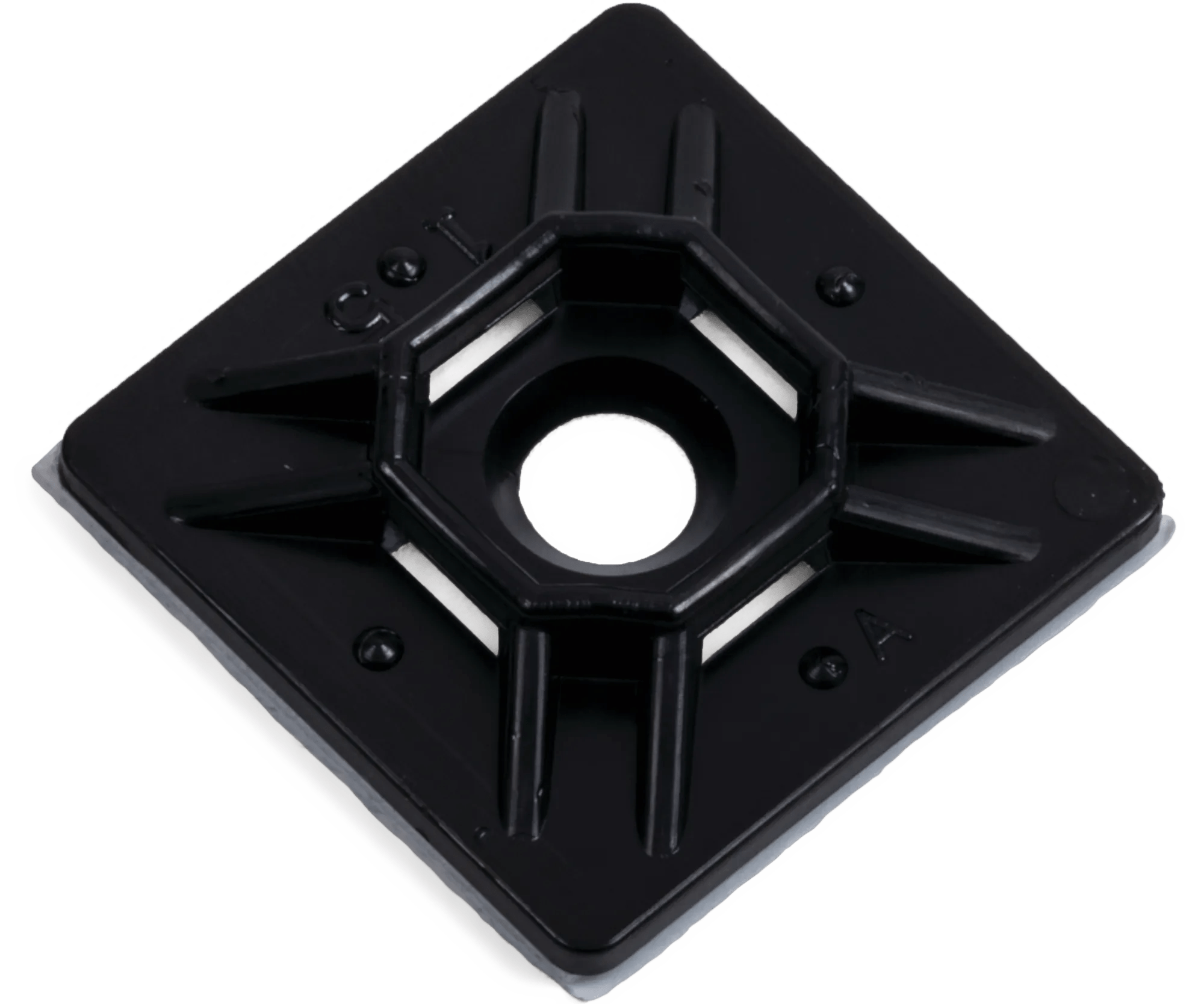 3/4" x 3/4" Black High Performance Cable Tie Mounting Base - 100 Pack